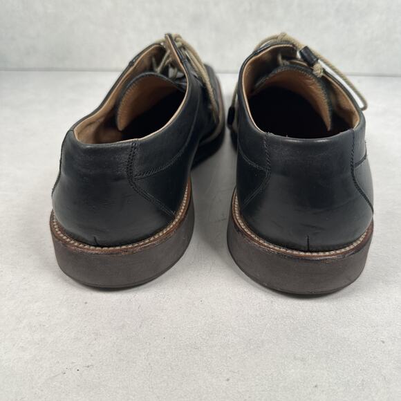 Ermenegildo Zegna Shoes Mens Size 10 Black Leather Derby Dress Square Toe